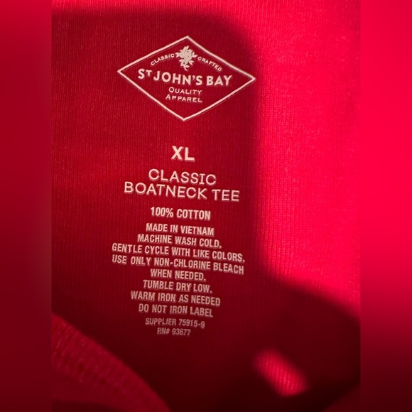 St. John's Bay Red Classic Cotton Boatneck Tee - Picture 4 of 6
